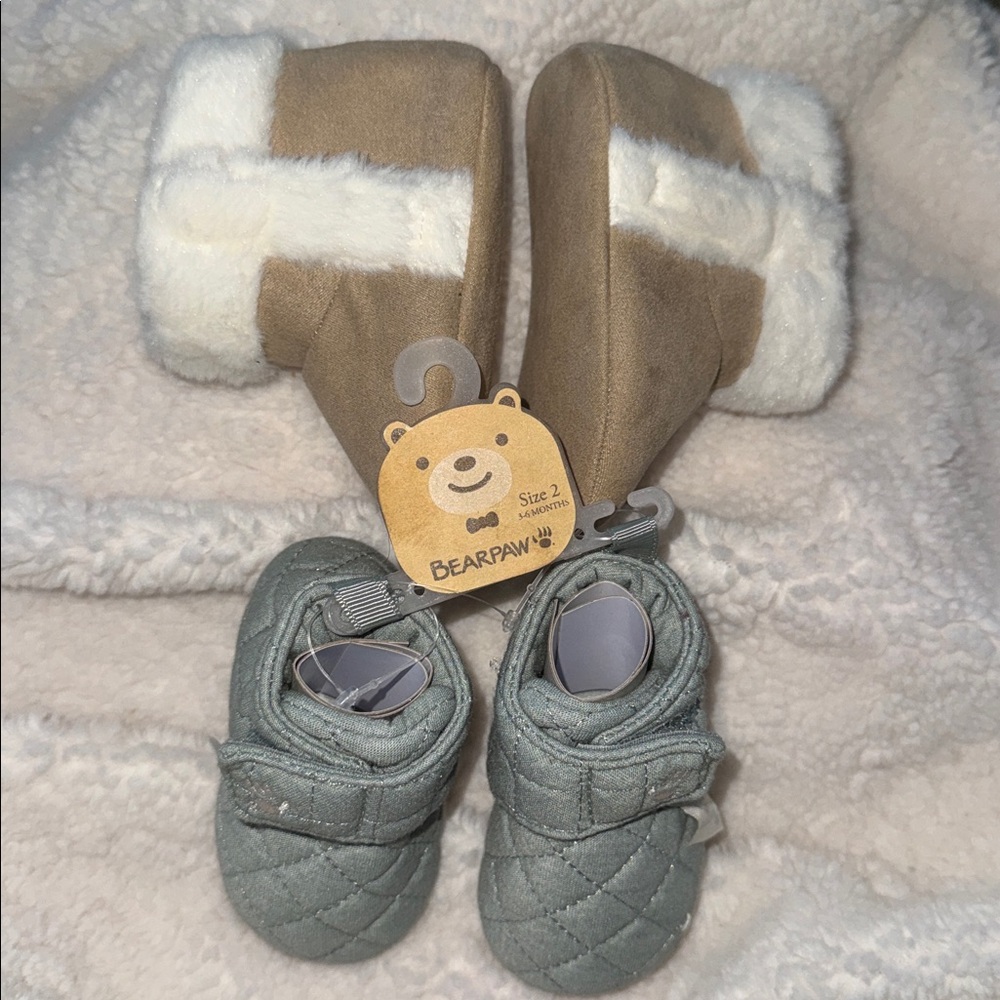 NWT Baby Bearpaw Boots size 2, & unbranded boots size 3-6 months